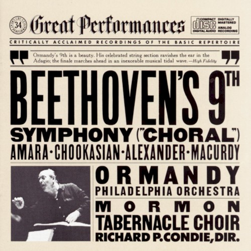 Cover of 9th Symphony "Choral" by Beethoven; Amara, Chookasian, Alexander, Macurdy, Philadelphia Orchestra, Ormandy, Mormon Tabernacle Choir, Richard P. Condie